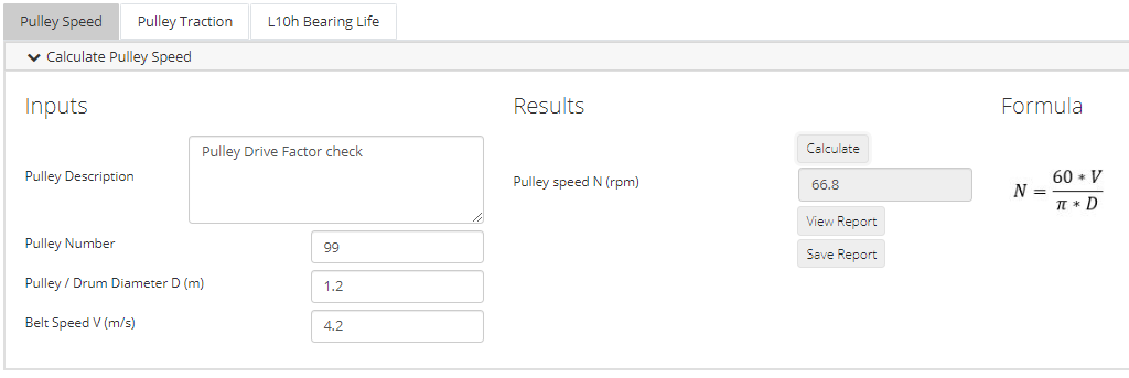 General Calculations Pulley Speed