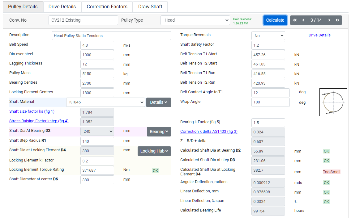 DeltaD Online Conveyor Pulley Design Program - pulley details 1b