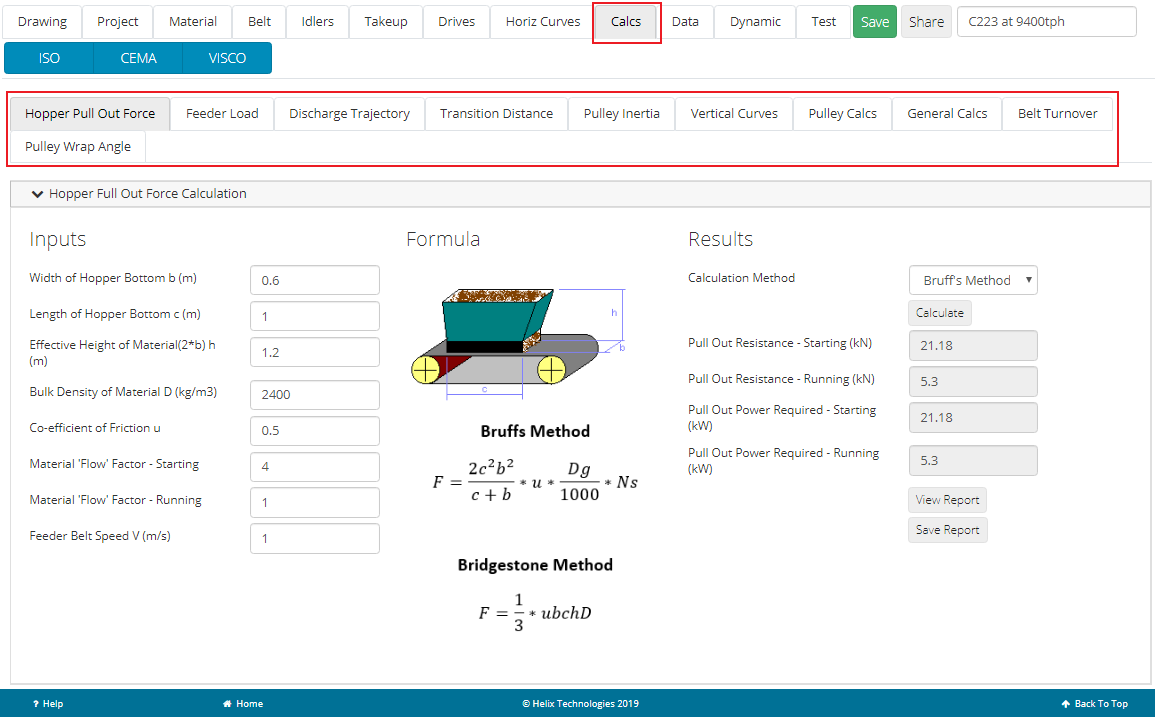 Quick Calcs Hopper Pull Out Force Calcs Page