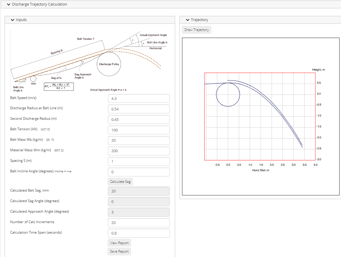 Quick Calcs Discharge Trajectory Page