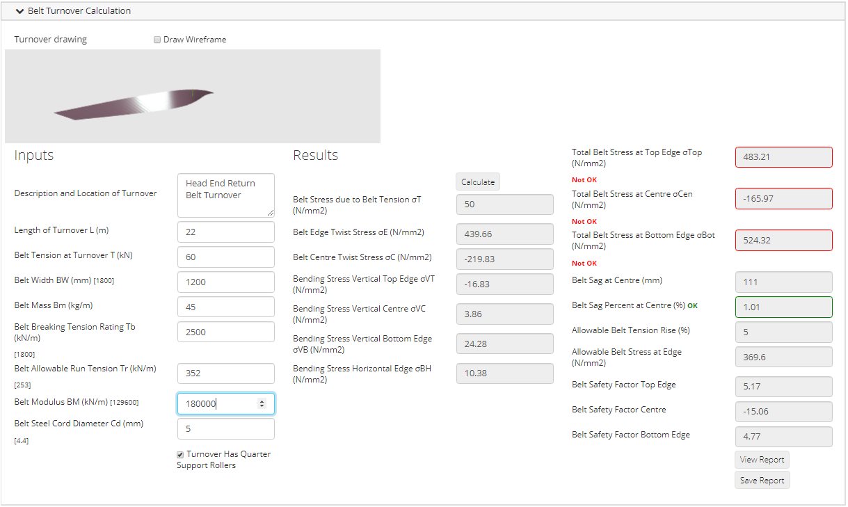 Quick Calcs Belt Turnover Page